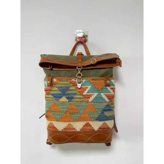 Navajo handmade wool blanket backpack